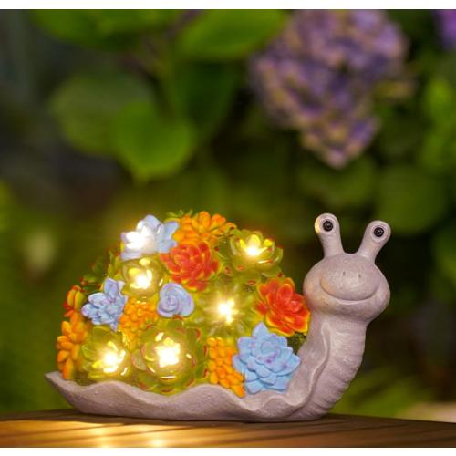 Nacome Snail Statues with Succulent for Garden Decor: Solar Outdoor Clearance Outside Yard Art Porch Patio Balcony Front Lawn Ornaments –Birthday Gifts for Mom Grandma Women