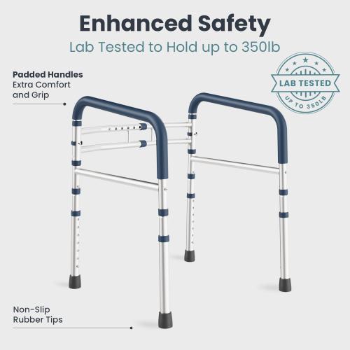 PELEGON Toilet Safety Rails (350 lb) - Adjustable Toilet Safety Frame & Rails, Toilet Safety Rail for Elderly Adults, Toilet Handles for Seniors, Toilet Bars for Elderly & Handicap
