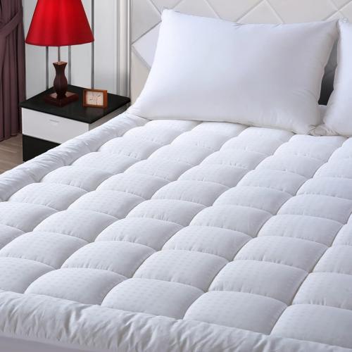 White Twin Size EASELAND Twin Size Mattress Pad Pillow Top Mattress Cover Quilted Fitted Cooling Protector Single Cotton Top 8-21 Deep Pocket (39x75 Inches, White)