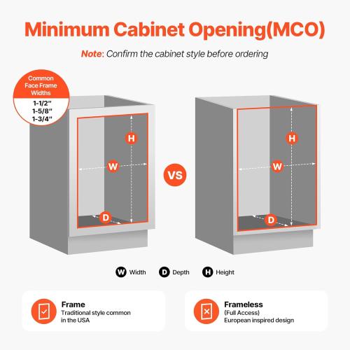 VEVOR Pull-Out Trash Can, 27 QT x2 Double Under Mount Kitchen Waste Container, Heavy Duty Garbage Recycling Bin with Door Kit and Soft Close Slide, for Kitchen Cabinet, Sink, Under Counter (Grey)