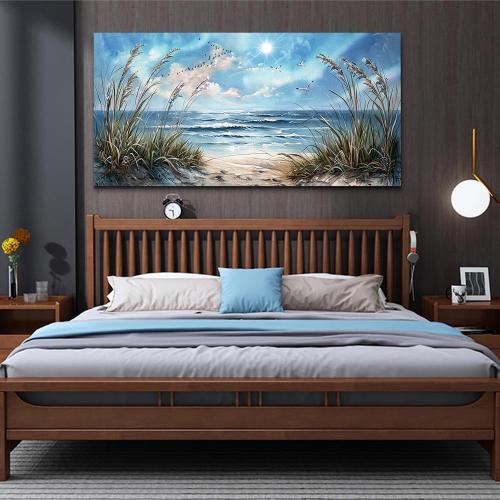 hyidecorart Wall Art For Living Room Wall Decor For Bedroom Bathroom Decoration Sunshine Ocean Scenery Painting Blue Sea Waves Wall Pictures Office Modern Canvas Prints Artwork Aesthetic Home Decor