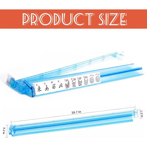 Mahjong All-in-One Tile Rack & Pusher, Clear Acrylic Mahjong Rack and Pusher Combo, Modern American Majiang Tile Racks Set of 4 (Multi-Color)
