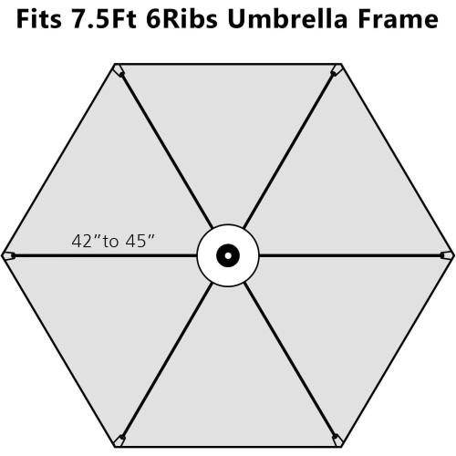 Beige 7.5Ft Patio Umbrella Replacement Canopy Market Yard Sunshade Umbrella Top Cover 7.5Ft