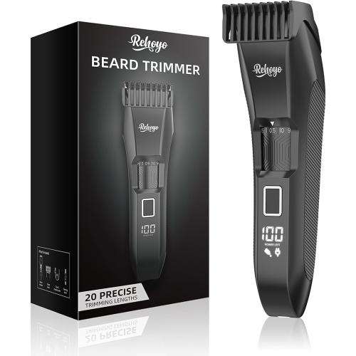 Beard Trimmer for Men Adjustable: Professional Cordless Trimmer with 20-Length Dial – Waterproof Hair Clippers w/Stainless Steel Blades for Beard, Mustache & Face Grooming – Gifts for Dad & Him