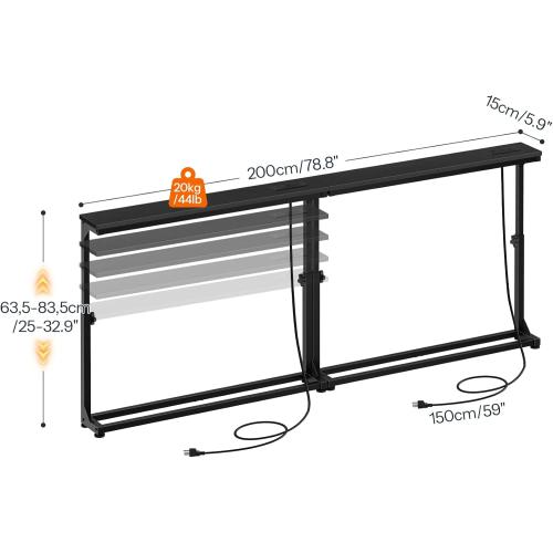 HOOBRO Narrow Console Table Set of 2 with Charging Station, Adjustable Height Sofa Table (25''-32.9''), Slim Behind Couch Table for Small Spaces, Entryway, Living Room, 78.8 Black BB95UXGP201