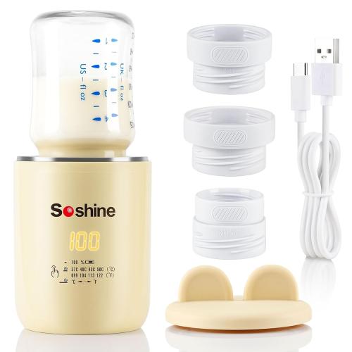 Soshine Portable Bottle Warmer - Baby Bottle Warmer with Precise Temperature Selection,Automatic Shut-Off and Beep Prompt,for Travel,Breastmilk