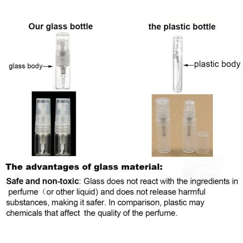 Elfenstall- 20pcs Mini Clear 2ml 5/8 Dram Fine Mist Atomizer Vial Glass bottle Spray Refillable Perfume Empty Sample Bottle With Clean Cloth Free Pipette for Travel Party