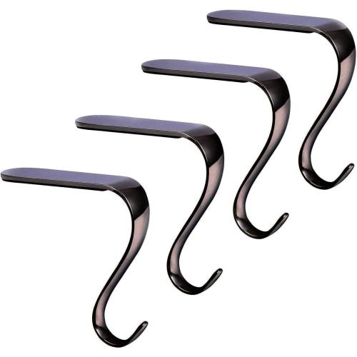 Christmas Stocking Holders Xmas Fireplace Hanger Hooks Set of 4(Rust Black)