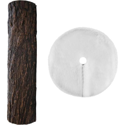 Artificial Bark Christmas Tree Skirt Hidden Fake Rod, Bark Wood Texture for Christmas Tree, Home, Party Holiday Decoration. (Christmas Fake Rod/Skirt Blank)