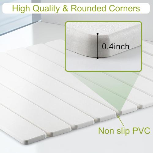 Large Stone Dish Drying Mat for Kitchen Counter, 24(L)×16(W), Collapsible Quick Dry Diatomaceous Earth Mat, Super Absorbent Drying Pad for Dishes Bottles Cups Utensils, Heat Resistant (White)