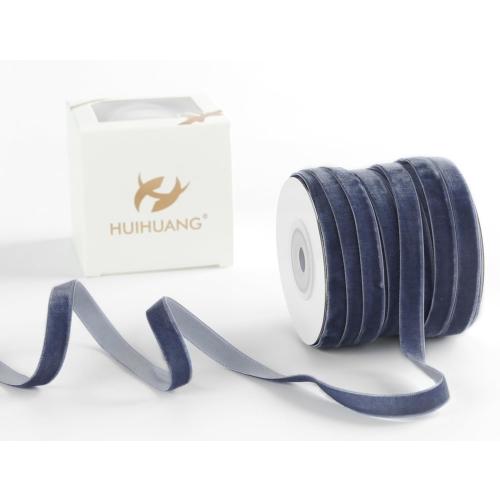 HUIHUANG Blue Velvet Ribbon 3/8 inch x 25 Yards Single Face Vintage Velvet Ribbon for Gift Wrapping, Christmas Tree Ornaments, Wreath Decor, Invitations, Hair Bows, Flower Bouquet, Home Decor