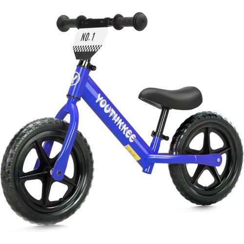 12 Inch Toddler Balance Bike for 1-3 Year Olds, No-Pedal Bike with Tool-Free Adjustable Seat, Quick Assembly, Gift for 1-3 Year Old Boys & Girls with Customizable Plate