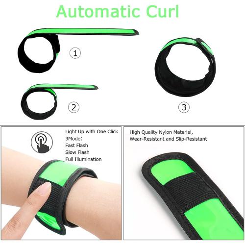 esonstyle Pack of 6 LED Light Up Band Slap Bracelets Night Safety Wrist Band for Cycling Walking Running Concert Camping Outdoor Sports