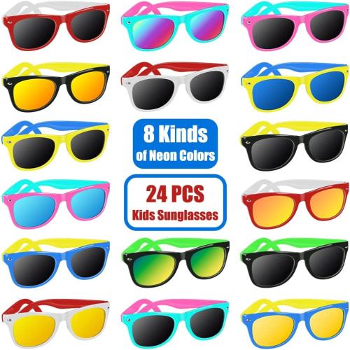 Kids Sunglasses Bulk, Neon Sunglasses with UV400 Protection for Boys & Girls