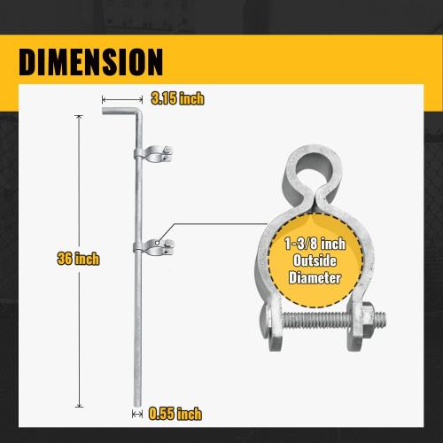 VIVIDA Gate Drop Rod 36 inch, Chain Link Drop Rod, Heavy Duty Cane Bolts Pin Latch for Single or Double Gate, Chain Link Fence Parts, for 1-3/8 Gate Post, 1 Pack