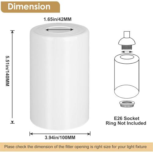 6 Pack White Frosted Glass Shades Replacement,5.51in Height,3.94in Diameter,1.65in Fitter, Cylinder Glass Shade Covers Replacement Globe for Pendant Light Floor lamps light fixtures Wall Sconces