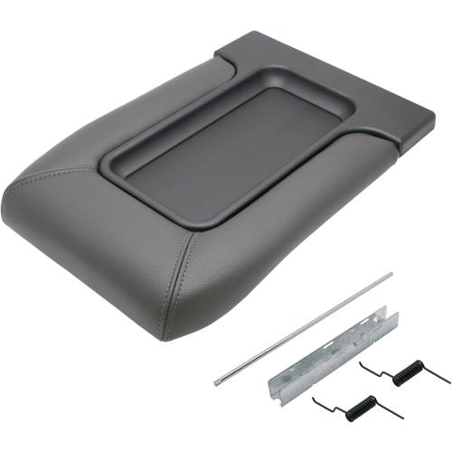 NHILES Center Console Lid Compatible with 1999-2007 Silverado Sierra | Fits 1999-2007 Avalanche Suburban Yukon Tahoe, Replaces OEM 19127364 19127365 19127366, Leather Cover, Dark Gray