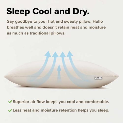 Beige Hullo Buckwheat Pillow Standard Size 20×26 • Organic, Cooling, Firm Pillows for Sleeping • Made in USA