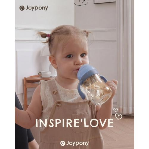 Joypony Sippy Straw Cups for Toddlers 1-3, Spill-Proof Baby Cups, 9 oz Blue