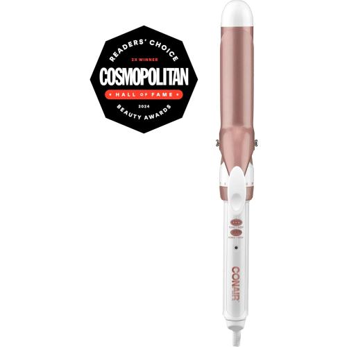 Conair Double Ceramic 1 1/4-Inch Curling Iron, 1 ¼ inch barrel produces loose curls – for use on medium and long hair