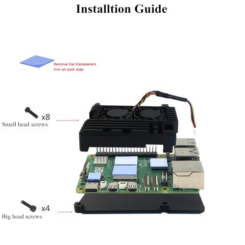 Raspberry Pi 5 Aluminum Alloy Armor Case,Pi 5 Heatsink Cooler,Passive Cooling Case for Raspberry Pi 5 4GB/8GB (with Dual Fan)