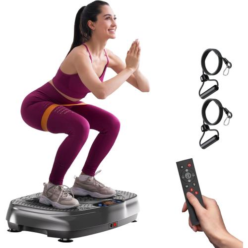 Grey and Silver Vibration Plate Exercise Machine: TISSCARE Vibrating Plates for Weight Loss and Lymphatic Drainage, Whole Body Workout Sculpting Platform for Home Fitness Fat Burner for Women Men