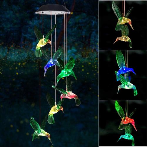 Gifts for Women Hummingbird Solar Wind Chimes Light (7 Colors Changing) Hummingbird Gifts for Mom/Grandma/Wife/Parents/Friends Unique Birthday Gift Gardening Gift Outdoor Garden Decor
