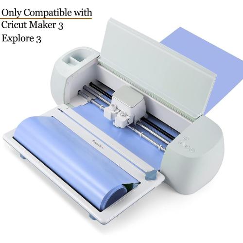 Blue and White RANCOVY Vinyl Roll Holder with Trimmer for Cricut Maker 3 and Cricut Explore 3, Perfect for Clean Precise Cuts of Smart Vinyls and Heat Transfer Vinyl Iron On