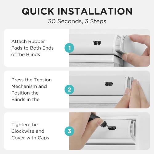 Joydeco No Tools No Drill Blinds for Indoor Windows, Cordless Window Blinds Cellular Shades Top Down Bottom Up Blackout Honeycomb Blinds Thermal Insulated Noise Reduction (White, 43 W x 64 H)