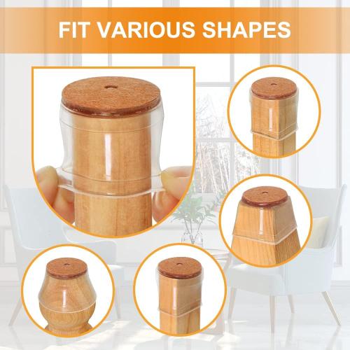 VIUME 24 Pcs Chair Leg Floor Protectors for Hardwood Floors Silicone Covers to Protect Wood Tile Floors Felt Pads Furniture Leg Caps Anti-Scratch Reduce Noise (Fit:1.3-2)