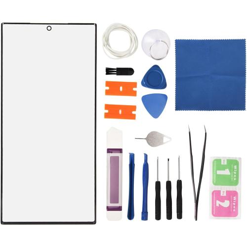 Screen Glass Lens Replacement for S23 Ultra, Front Outer Lens Glass Screen Assembly with Repair Tool, Glue, Phone Screen Repair Accessories