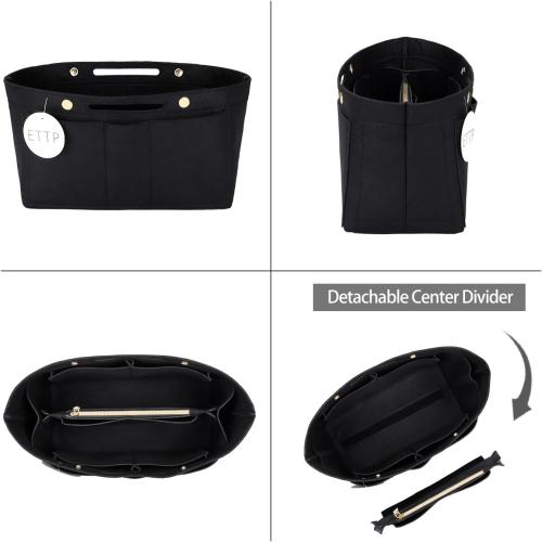 Purse Organizer Insert For Handbags, Tote Bag Organizer Insert Compatible with Neverful gracefull onthego and more (Black, Large)
