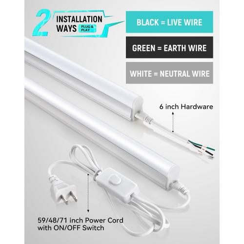 (4 Pack) 4FT T5 LED Shop Light,6500K,20W,2300LM(Super Bright White) Linkable LED Integrated Fixture,Garage Ceiling and Cabinet Light,Strip Light,Corded Electric with ON/Off Switch