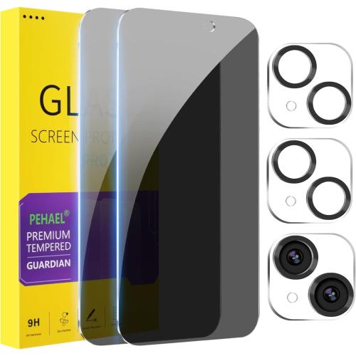 PEHAEL for iPhone 15 Privacy Screen Protector Camera Lens Protector | Installation kits, Anti-Spy Private, Anti-Scratch, 9H Tempered Glass, Case Friendly, 2 2 Pack, [6.1 inch]