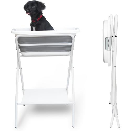 Smoochie 2 in 1 Dog Bathtub Washing Station, Elevated Pet Bath Tub, Collapsible and Portable Bathtub for Dogs, Cats Bathing, Shower and Grooming, Indoor and Outdoor