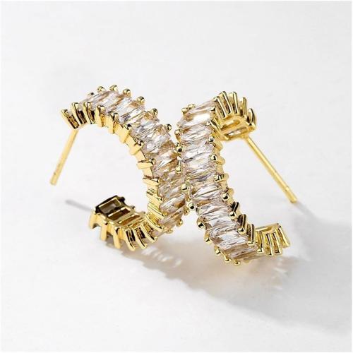 Earrings Cubic Zirconia Single Row Stone Hoop Earrings Women's Party Jewelry Earrings