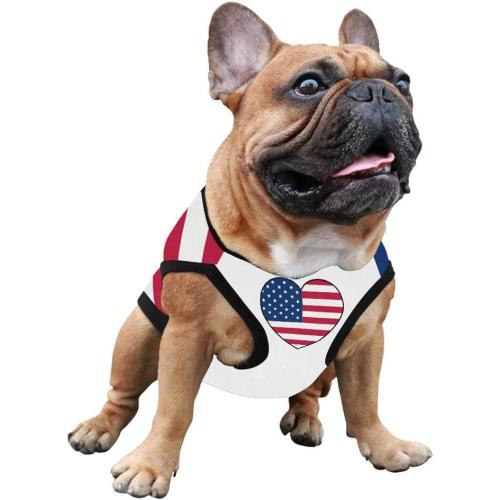 4th of July Vest for Dog American Flag Clothes Small Large Dog Apparel Pet Supplies Shirts (Small, DLR02)