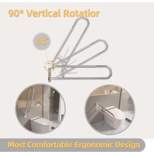 Toilet Grab Bar, Fold Down Grab Bar with Paper Holder, Knurled Anti-Slip Grab Bars for Toilet, Stainless Steel Handrails Toilet for Seniors Disabled Elderly Pregnant, Brushed Nickel, 30 Inch