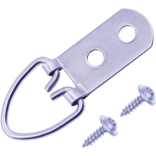 Silver Heavy Duty D-Ring Picture Hangers with Screws, Large Wide D Ring Picture Hanging Hardware, 60 Pcs 2 Holes Picture Hooks for Mirror, Clock, Decoration, Paintings, Artwork Picture Frame