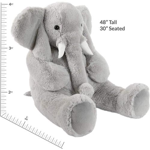 Vermont Teddy Bear Giant Elephant Stuffed Animal – 4 Foot Big Stuffed Elephant Plush from Giant Cuddle Collection Collectible Plushie for All Ages – Finished in The USA