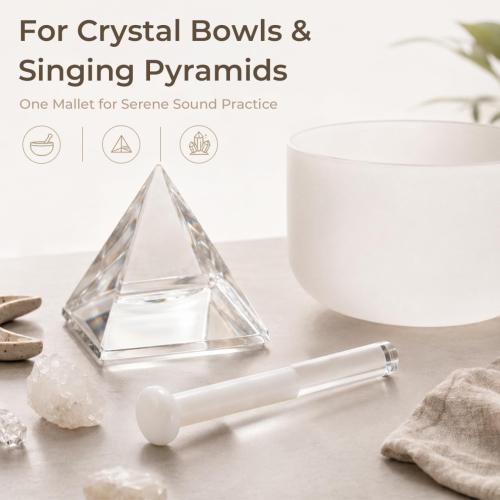 Hemoton Tibetan Singing Bowl Stick Acrylic Mallet Crystal Singing Bowl Striker for Sound Bath Meditation Chanting Therapy Smooth Grip 7.87 inch 1 X Mallet
