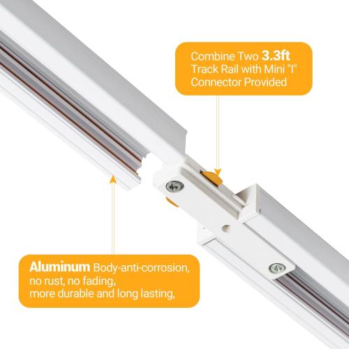 VANoopee 26FT H Track Lighting Rails with Floating Canopy Connector, White | H Type Track Lighting Kit | End Caps, Live End Feeds, I T & L Connectors Included | H Style Track System Compatible