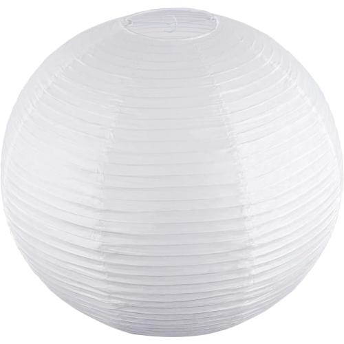 White Round Paper Lanterns, 15.75 Large Hanging Paper Lantern Lamp, Chinese/Japanese Paper Lantern Pendant Light for Party Decoration, Wedding, Home Decor Ceiling Lampshade(2 Pack)