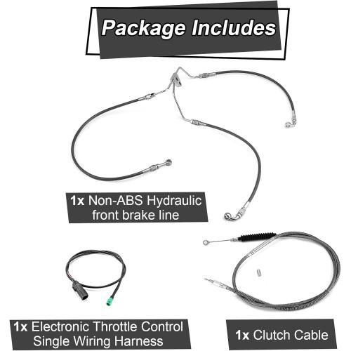 Mofun Cable Kit Fit for Harley Touring 2008-2013, For 10-12 Handlebar | Include Clutch Cable, Non-ABS Brake Line, Throttle by Wire Extension, Fit for Street Road Electra Glide Road King Black