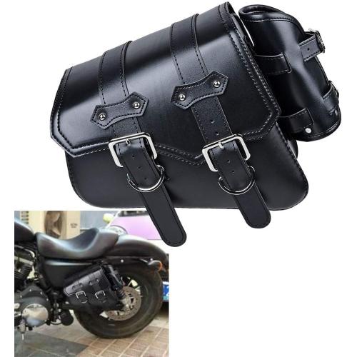 Astra Depot 1X Left PU Leather Motorcycle Solo Swingarm Side Tool Bag Saddlebag with Pannier Pouch Compatible with Harley Sportster XL883 XL1200