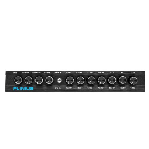 7-Band Car Audio Equalizer 1/2 DIN Pre-Amp，with CD/AUX Input Select Switch，Subwoofer Outputs