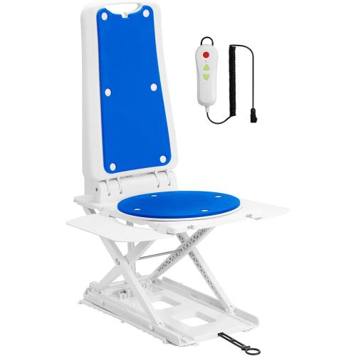 Color Blue Electric Chair Lift for Senior, Remote Control Floor Lift with Padded Backseat, Bathtub Lift Elderly from Floor, Net Weight 24 LBS, Support Max 308 LBS, Safety and Waterproof Design, Include Charger