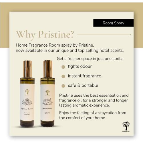 PRISTINE Swiss Château/Inspired by Hilton Hotel Linen & Room Spray Air Freshener, Made With Essential Oils, Tangerine, Raspberry, Cedarwood Scent, 3.4oz Pillow Spray