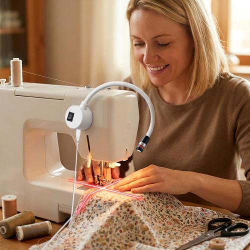 Magnetic Positioning Quilting Light for Sewing Machine, Sewing Red Guide for Straight Stitching, Quilting Red Light with Crosshair, Adjustable Hands-Free Precision Sewing and Quilting Aid Tool
