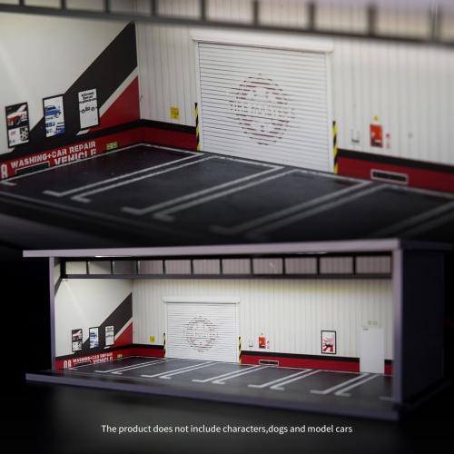 1/64 Diorama Display Case with LED Lights, Model Car Display and Storage, Compatible with Hot-Wheels Match-Box Mini GT Diecast Cars, Stackable Design